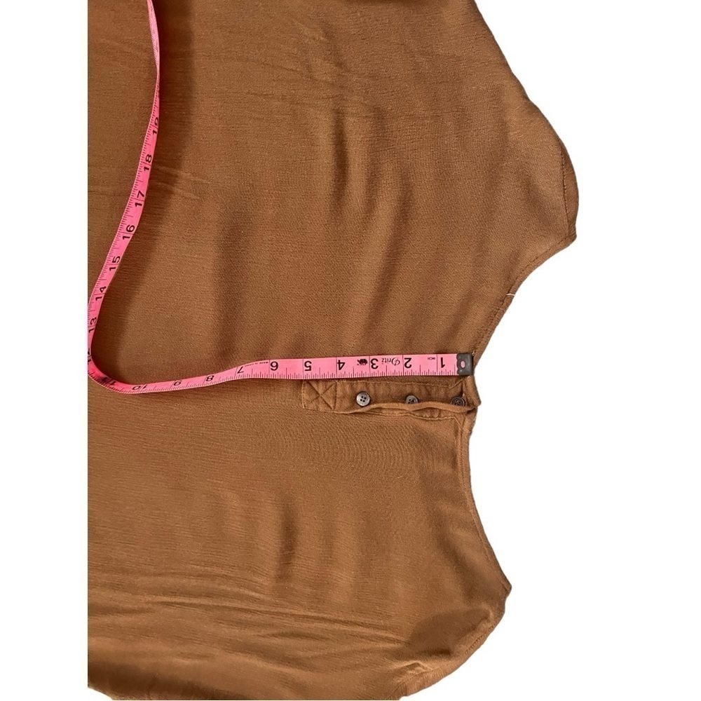 Chestnut brown woven lagenlook quarter sleeve tunic relaxed fit women's medium - Picture 8 of 8